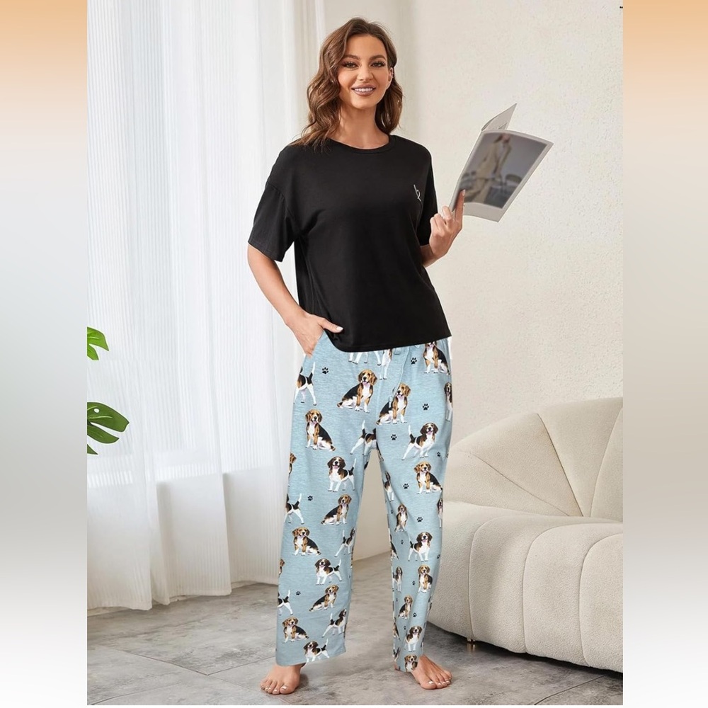 Comfies beagle print pajamas pants drawstring elastic waist XL NWT